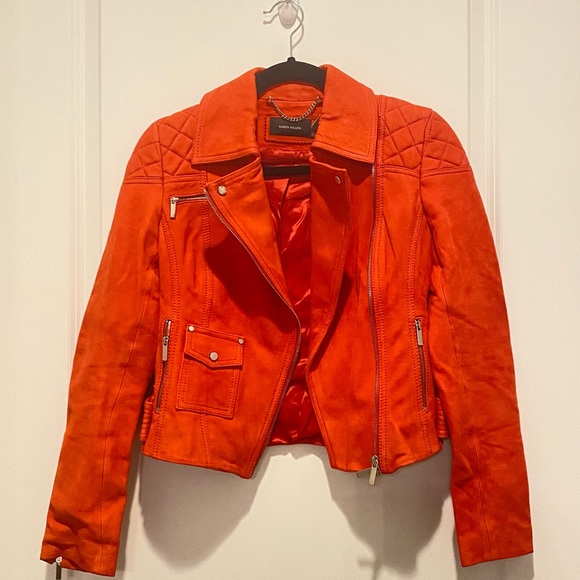 Karen Millen red suede leather jacket - Picture 3 of 7